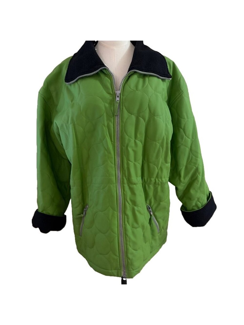 Neutral Zone Outerwear All Weather Rain Jacket Women's Size M Green Fleece Lined
